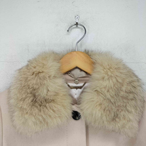 Rue De B cashmere blue fox fur カシミヤ100% ヒヨクステンカラーコート レディース JPN:3