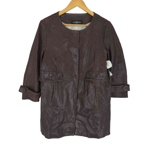 FERRARA lamb leather ラムレザーノーカラーコート レディース 77