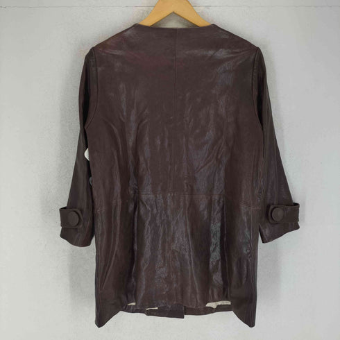 FERRARA lamb leather ラムレザーノーカラーコート レディース 77