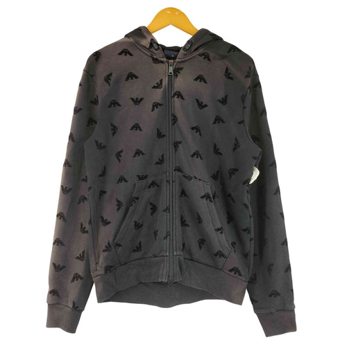 アルマーニジーンズ ARMANI JEANS ロゴ総柄 裏起毛 ジップアップ パーカー メンズ import:XL