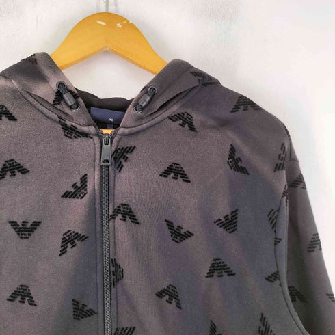 アルマーニジーンズ ARMANI JEANS ロゴ総柄 裏起毛 ジップアップ パーカー メンズ import:XL