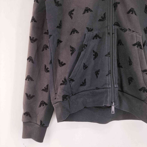 アルマーニジーンズ ARMANI JEANS ロゴ総柄 裏起毛 ジップアップ パーカー メンズ import:XL
