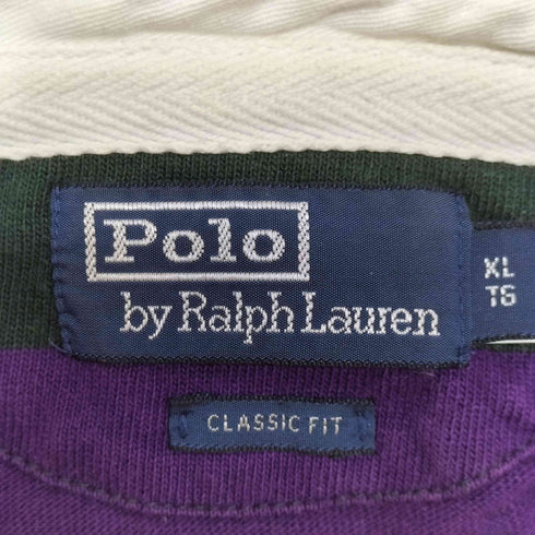 ポロバイラルフローレン Polo by RALPH LAUREN エンブレム刺繍 ボーダー柄 長袖 ポロシャツ ラガーシャツ メンズ import:XL