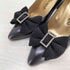 イヴサンローラン Yves Saint Laurent ポインテッドトゥ リボン レザー ヒール パンプス レディース 35