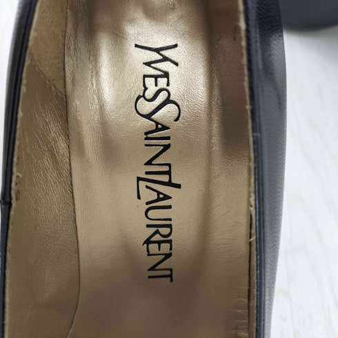 イヴサンローラン Yves Saint Laurent ポインテッドトゥ リボン レザー ヒール パンプス レディース 35
