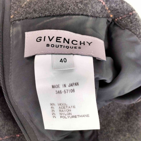 ジバンシィ GIVENCHY 格子 ウール 半袖 ワンピース レディース 40