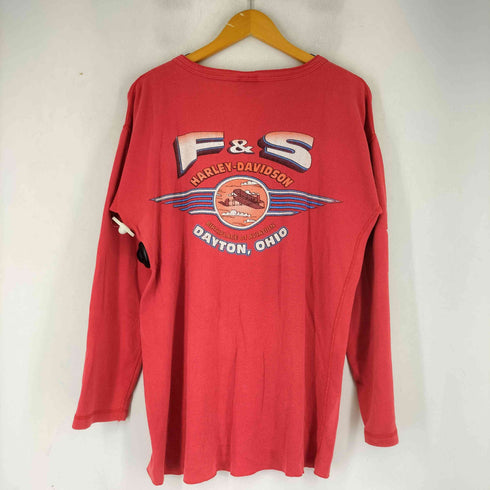 ハーレーダビッドソン HARLEY-DAVIDSON 90S 両面プリント ヘンリーネック ロングスリーブ Tシャツ メンズ import:XL
