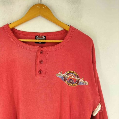 ハーレーダビッドソン HARLEY-DAVIDSON 90S 両面プリント ヘンリーネック ロングスリーブ Tシャツ メンズ import:XL