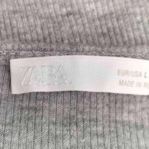 ザラ ZARA レイヤードデザイン サイドギャザー ヘンリーネック ショートスリーブ カットソー レディース import:L
