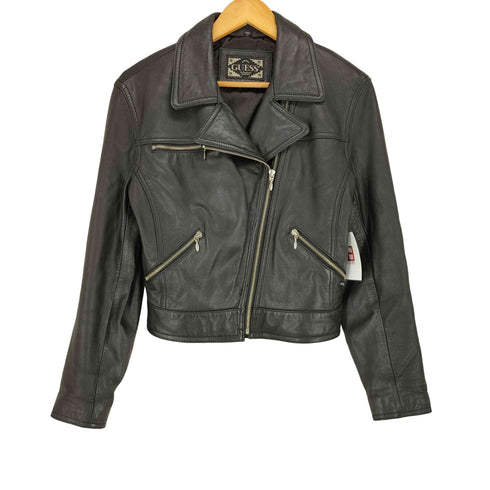 ゲス GUESS genuine leather リアルレザー 本革 ダブル ライダースジャケット レディース S