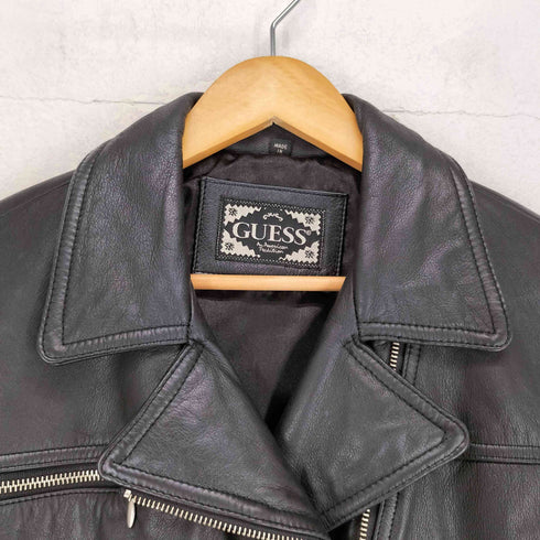 ゲス GUESS genuine leather リアルレザー 本革 ダブル ライダースジャケット レディース S