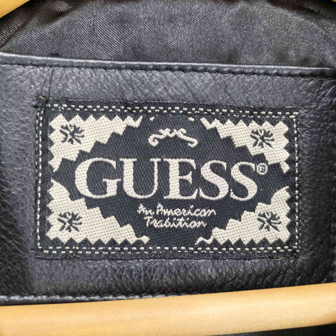 ゲス GUESS genuine leather リアルレザー 本革 ダブル ライダースジャケット レディース S
