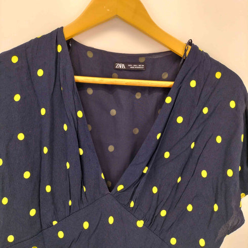 ザラ ZARA ドット柄 半袖ロングワンピース レディース import:L
