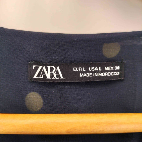 ザラ ZARA ドット柄 半袖ロングワンピース レディース import:L