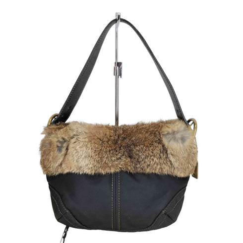 コーチ COACH rabbit fur ラビットファー 裏地 シグネチャー ハンドバッグ Y2K レディース