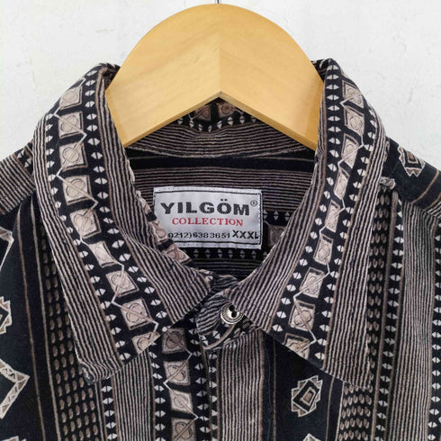 YILGOM イルゴム 総柄 レギュラーカラー 長袖 シャツ メンズ 3XL