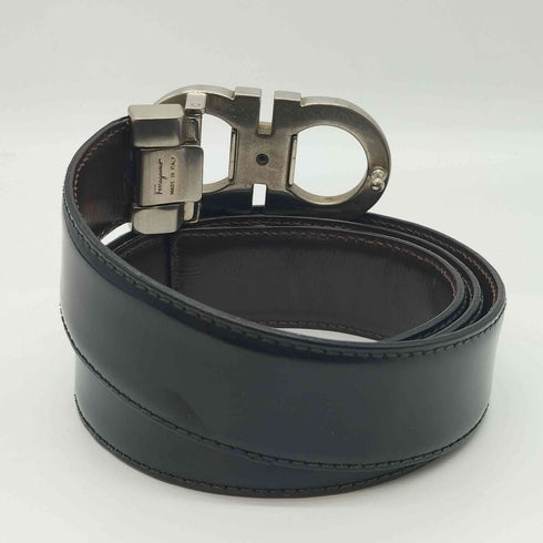 サルヴァトーレフェラガモ Salvatore Ferragamo イタリア製 ガンチーニ ガラスレザー ベルト メンズ