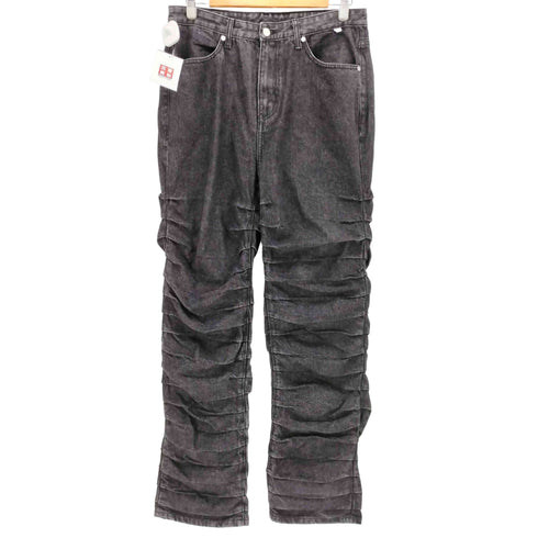 ノーマニュアル NOMANUAL T.W DENIM PANTS WASHED BLACK 蛇腹 ティヤードウェーブ ウォッシュド ブラック デニム メンズ JPN:M