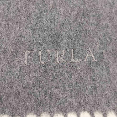 フルラ FURLA フロントロゴ刺繍 大判 ウール マフラー レディース