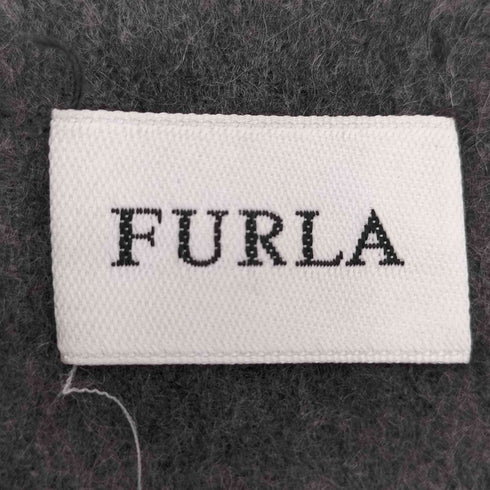 フルラ FURLA フロントロゴ刺繍 大判 ウール マフラー レディース