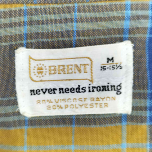 ブレント BRENT 60S レーヨン混 襟芯 チェック柄 オープンカラーシャツ メンズ JPN:M