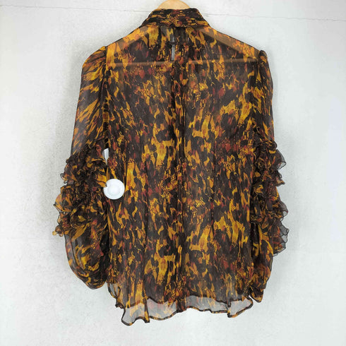 ジャンポールゴルチエフェム Jean Paul GAULTIER FEMME 90s- 総柄 シルク フリル シアー シャツ ブラウス レディース 40