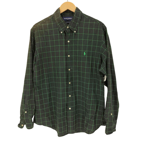 ラルフローレンゴルフ RALPH LAUREN GOLF 90S CUSTIM FIT スモールポニー刺繍 グラフチェック L/S B.Dシャツ メンズ import:L