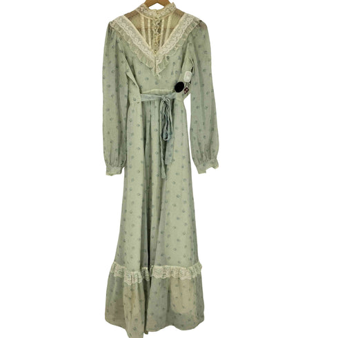 ガニーサックス GUNNE SAX 70S 紙タグ レーヨン フリル ワンピース レディース 13