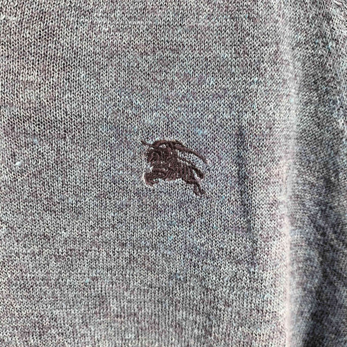 バーバリーブラックレーベル BURBERRY BLACK LABEL ホースロゴ 刺繍 リネン 長袖 ニット メンズ 2