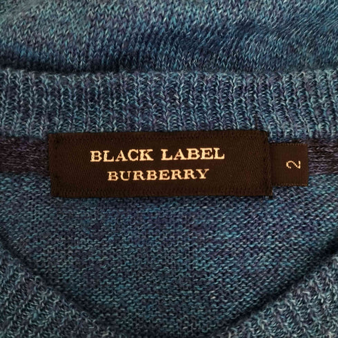 バーバリーブラックレーベル BURBERRY BLACK LABEL ホースロゴ 刺繍 リネン 長袖 ニット メンズ 2