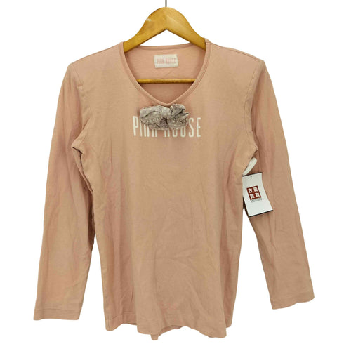 ピンクハウス PINK HOUSE 92AW ロゴプリント リボン 長袖 カットソー レディース