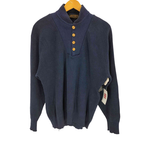 エディーバウアー Eddie Bauer 80s 黒タグ ハーフボタン コットンニット プルオーバー メンズ M
