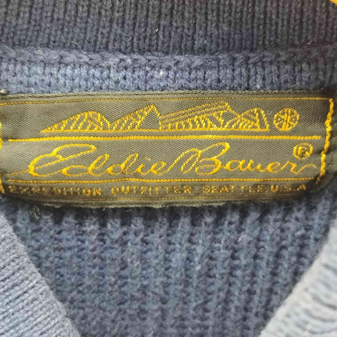 エディーバウアー Eddie Bauer 80s 黒タグ ハーフボタン コットンニット プルオーバー メンズ M