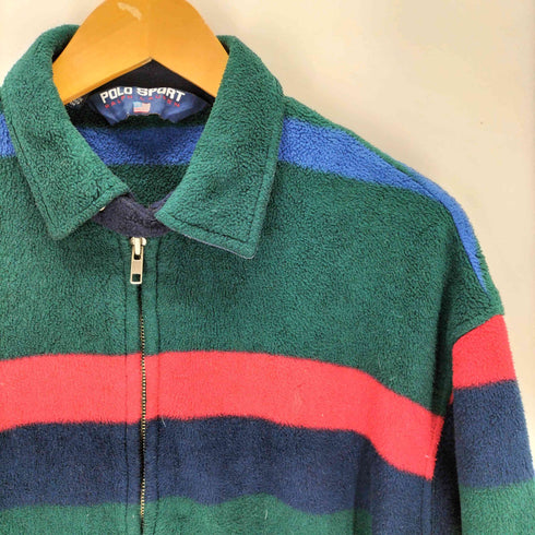 ポロスポーツラルフローレン POLO SPORT RALPH LAUREN 90s スモールポニー刺繍 マルチカラー ボーダー フリースジャケット メンズ M