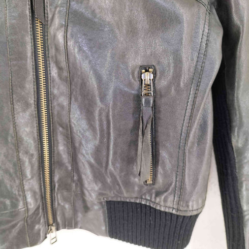 フレイアイディー FRAY I.D SHEEP LEATHER 羊革 ニット 切替 ライダースジャケット レディース 1