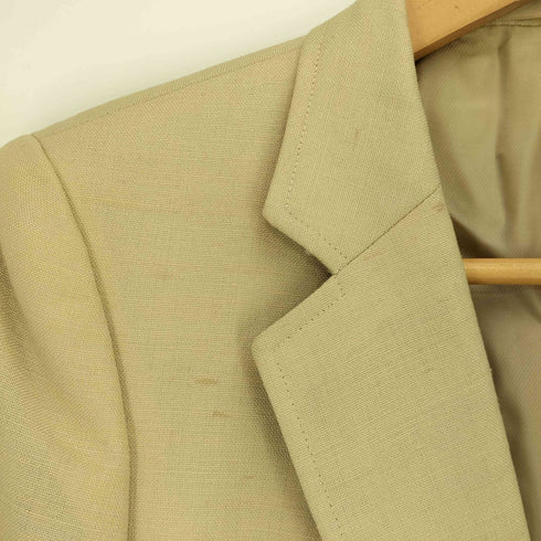バーバリー BURBERRY 90s 白タグ リネン混 ウール 背抜き 2B テーラードジャケット レディース