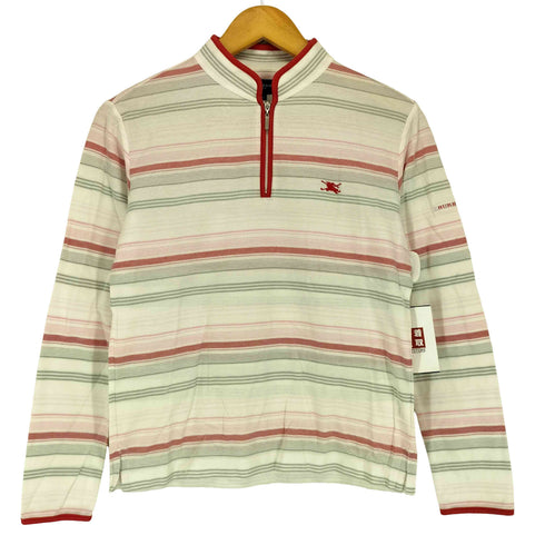 バーバリーゴルフ BURBERRY GOLF 鹿の子 ボーダー ハーフジップ カットソー レディース import:M