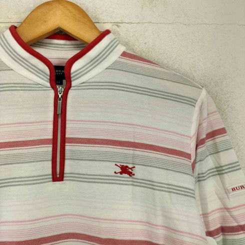 バーバリーゴルフ BURBERRY GOLF 鹿の子 ボーダー ハーフジップ カットソー レディース import:M