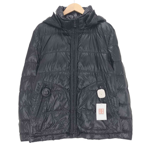 バーバリーブラックレーベル BURBERRY BLACK LABEL 袖 ロゴ フーデット ダブルジップ ダウン ジャケット メンズ import:XL