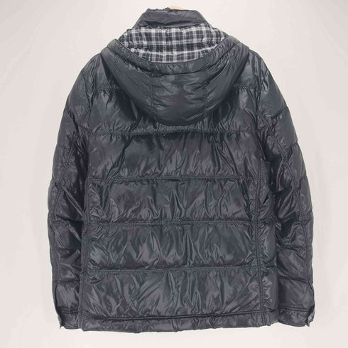 バーバリーブラックレーベル BURBERRY BLACK LABEL 袖 ロゴ フーデット ダブルジップ ダウン ジャケット メンズ import:XL