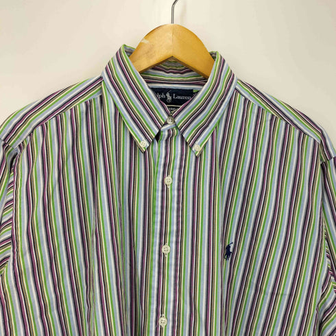 ラルフローレン RALPH LAUREN CLASSIC FIT ポニー 刺繍 マルチストライプ ボタンダウン シャツ メンズ 16 1/2 L