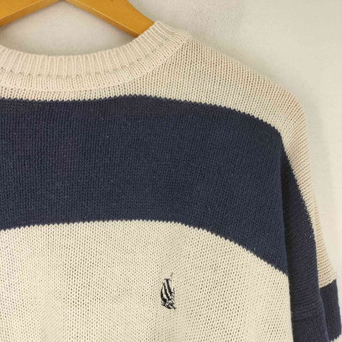 ノーティカ NAUTICA 90S コットン シルク リネン ボーダー ニット メンズ JPN:XL
