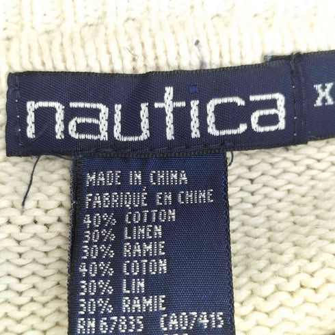 ノーティカ NAUTICA 90S コットン シルク リネン ボーダー ニット メンズ JPN:XL