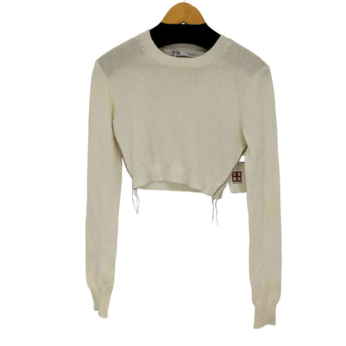 ザラ ZARA クルーネック クロップド ニット レディース import:M