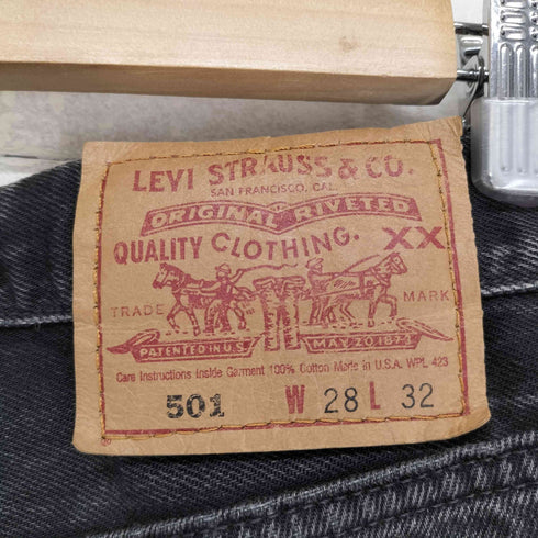 リーバイス Levis 90S USA製 刻印544 ボタンフライ 501 後染め ブラックデニム パンツ レディース W28