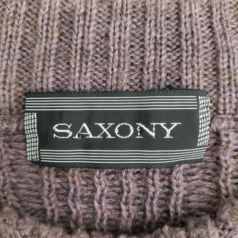 SAXONY サキソニー レザー切替 ニット セーター メンズ
