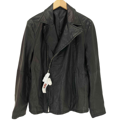コムサメン COMME CA MEN LEATHER 本革 ジップデザイン ラムレザージャケット メンズ L