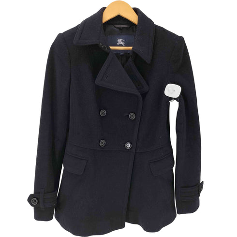 バーバリーロンドン BURBERRY LONDON cashmere wool 裏地 ノバチェック カシミア メリノ ウール ブラック ダブル バルマカーン ステンカラー コート レディース EUR:40