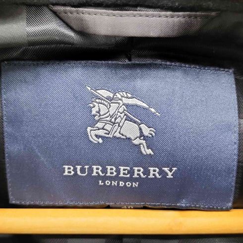 バーバリーロンドン BURBERRY LONDON cashmere wool 裏地 ノバチェック カシミア メリノ ウール ブラック ダブル バルマカーン ステンカラー コート レディース EUR:40