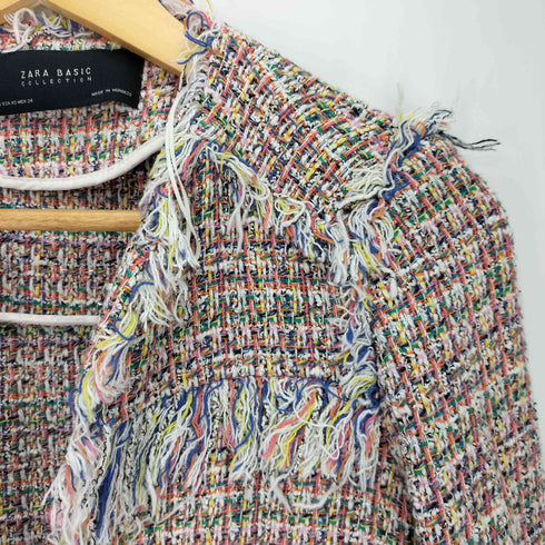 ザラ ZARA ノーカラー ツイードジャケット レディース import:XS